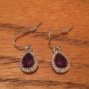 Purple and Silver Tone Earrings